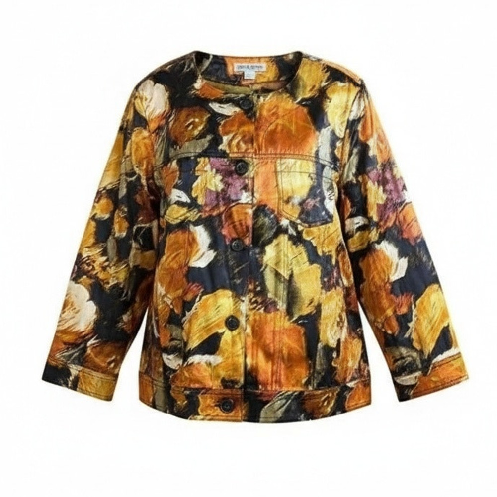Pendleton Blouse Womens Medium Floral Button Front Silk Long Sleeve Top
